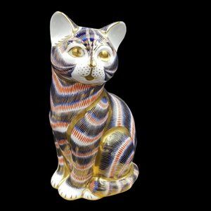 Vintage Royal Crown Derby Tom Tabby Imari Paperweight